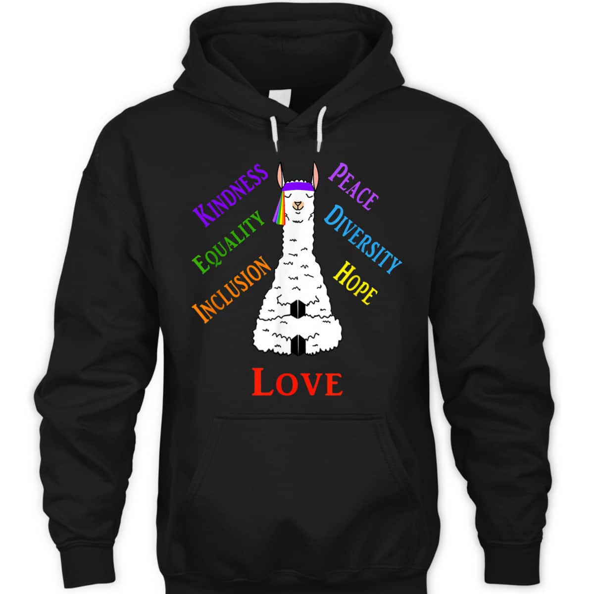 Llama Peace Love Inclusion Equality Diversity Human Rights T-Shirt