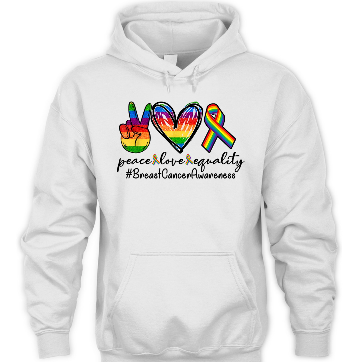 Rainbow Ribbon Peace Love Equality Breast Cancer Awareness T-Shirt Rainbow Ribbon Peace Love Equality Breast Cancer Awareness T-Shirt
