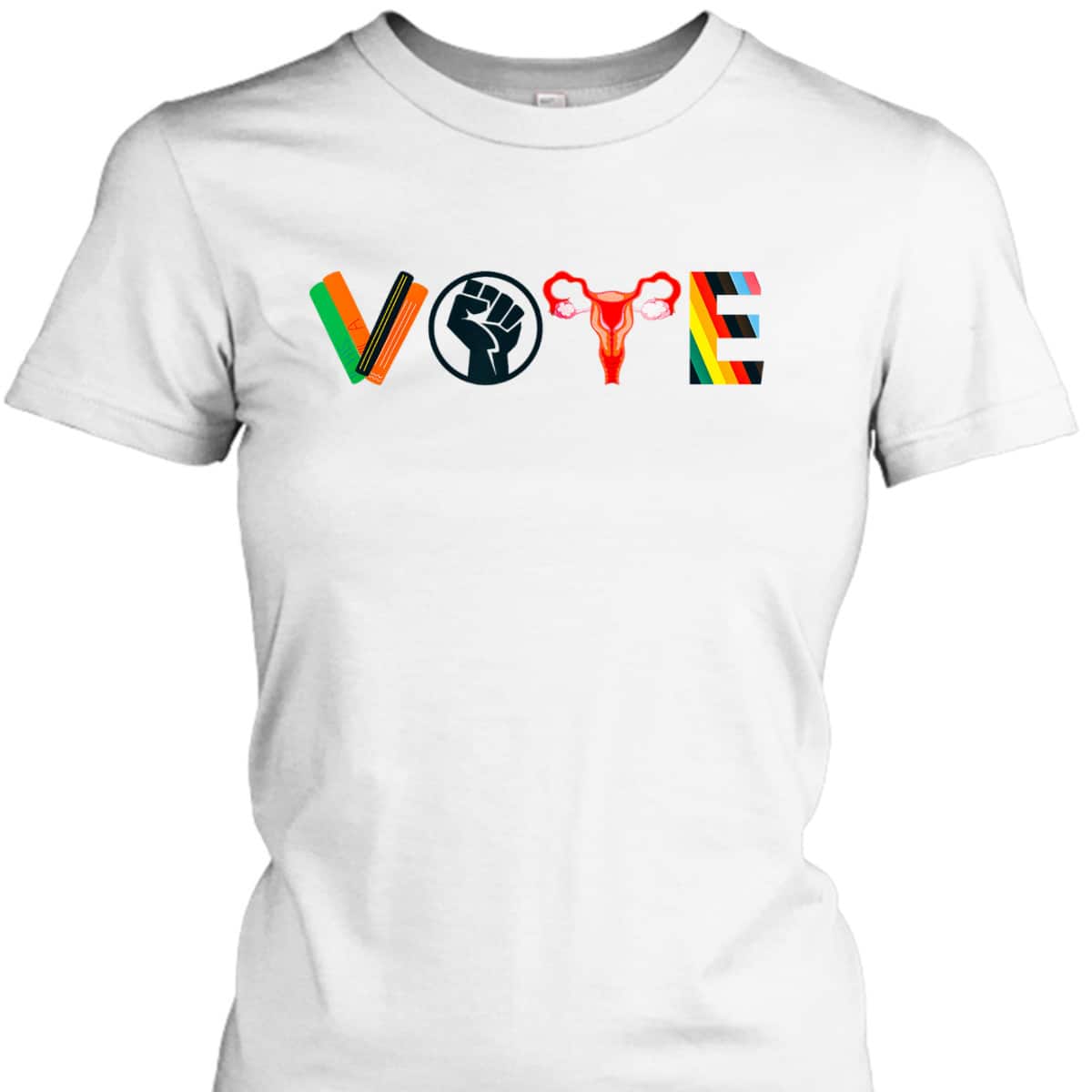 Vote Book Fist Uterus Politics Feminist Empower T-Shirt Vote Book Fist Uterus Politics Feminist Empower T-Shirt