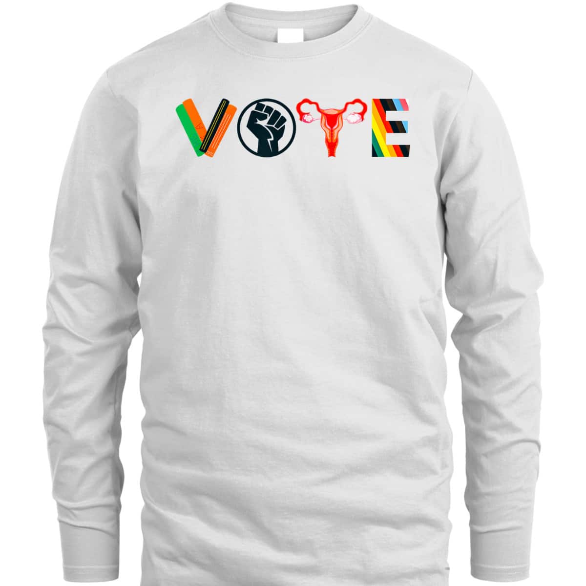Vote Book Fist Uterus Politics Feminist Empower T-Shirt Vote Book Fist Uterus Politics Feminist Empower T-Shirt