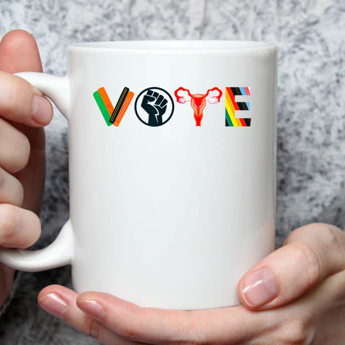 Vote Book Fist Uterus Politics Feminist Empower T-Shirt Vote Book Fist Uterus Politics Feminist Empower T-Shirt