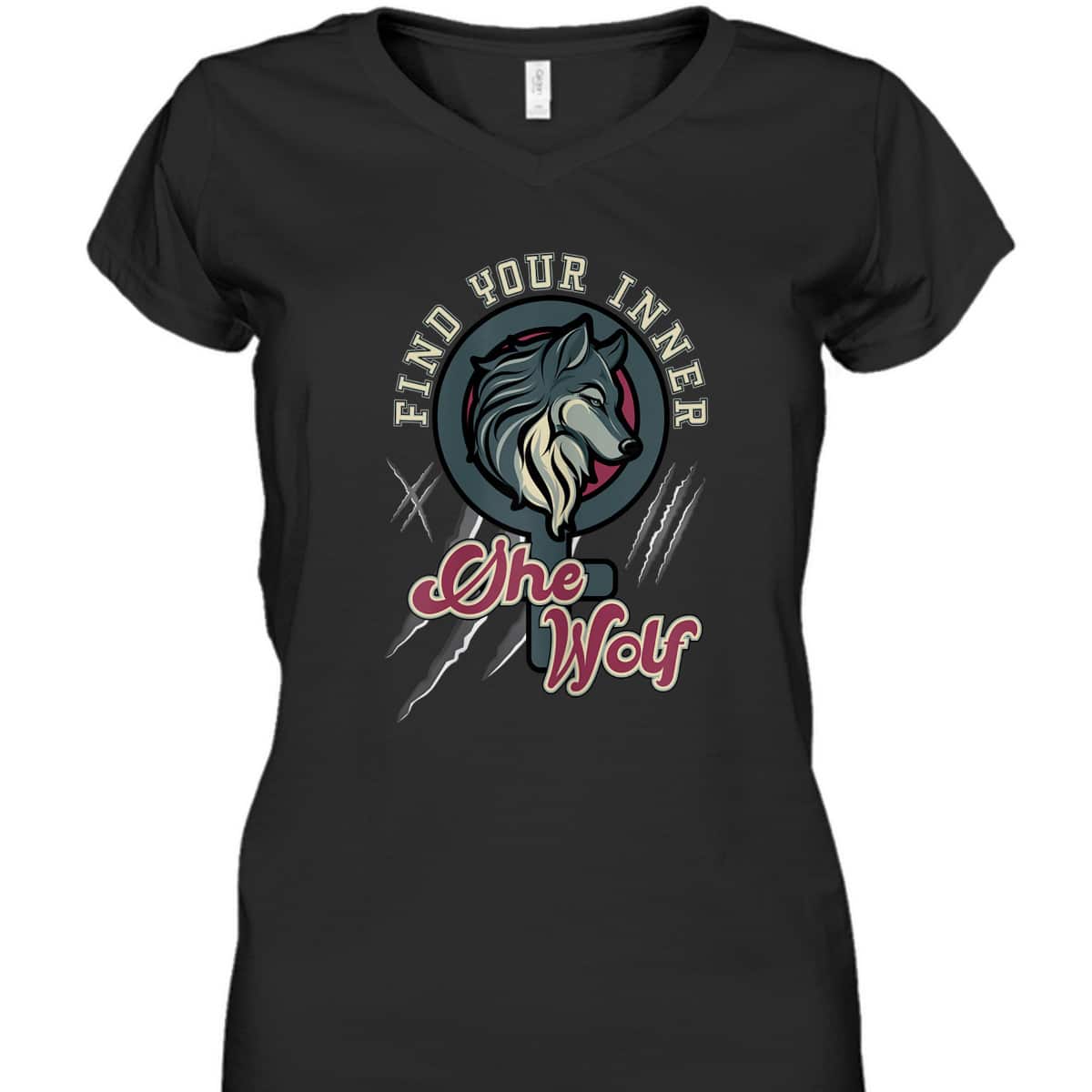 Womens Find Your Inner She Wolf Feminist Strong Female Graphic T-Shirt