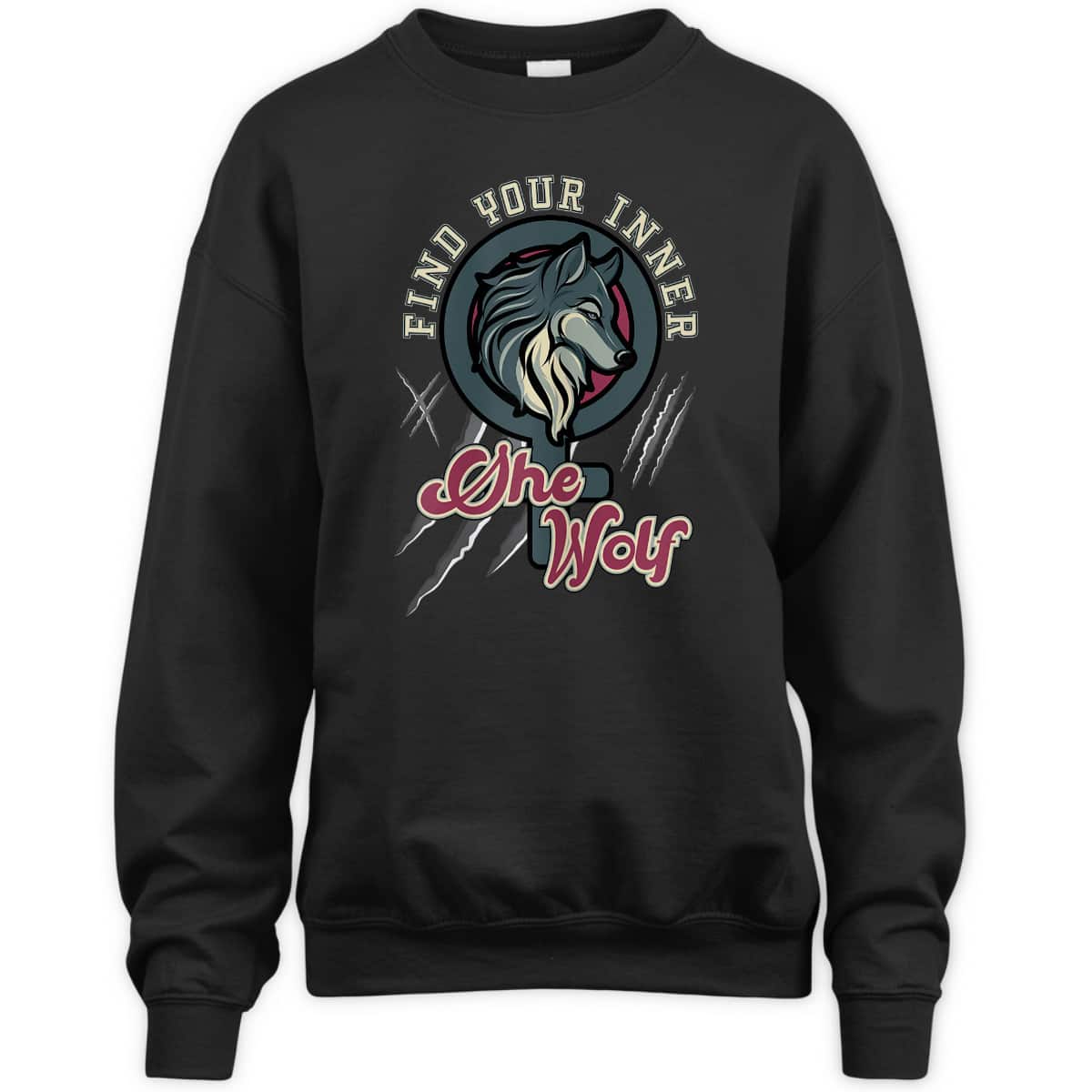 Womens Find Your Inner She Wolf Feminist Strong Female Graphic T-Shirt