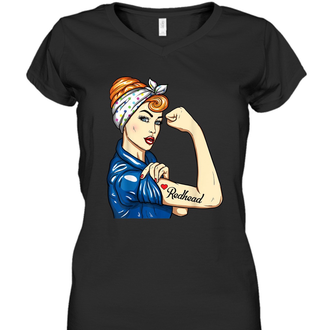 Strong Women Redhead Rosie The Riveter T-Shirt Strong Women Redhead Rosie The Riveter T-Shirt