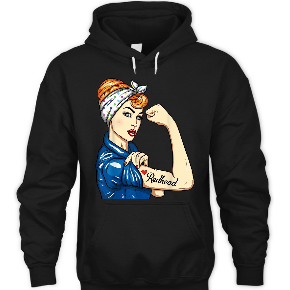 Strong Women Redhead Rosie The Riveter T-Shirt Strong Women Redhead Rosie The Riveter T-Shirt