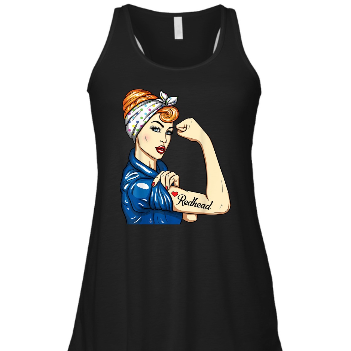 Strong Women Redhead Rosie The Riveter T-Shirt Strong Women Redhead Rosie The Riveter T-Shirt
