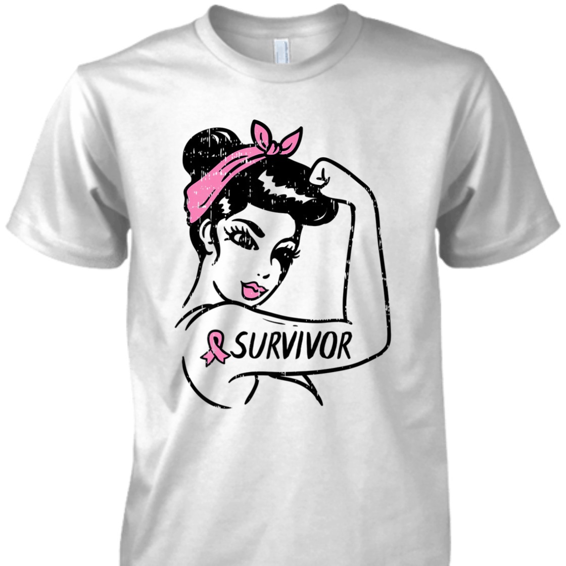 Strong Women Breast Cancer Survivor Rosie The Riveter Pink Awareness T-Shirt Strong Women Breast Cancer Survivor Rosie The Riveter Pink Awareness T-Shirt