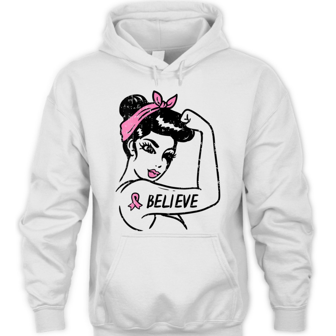 Strong Women Rosie Riveter Believe Pink Ribbon Breast Cancer Awareness T-Shirt Strong Women Rosie Riveter Believe Pink Ribbon Breast Cancer Awareness T-Shirt