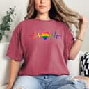 Gay Pride Rainbow Heartbeat LGBTQ Month Gender Equality T-Shirt