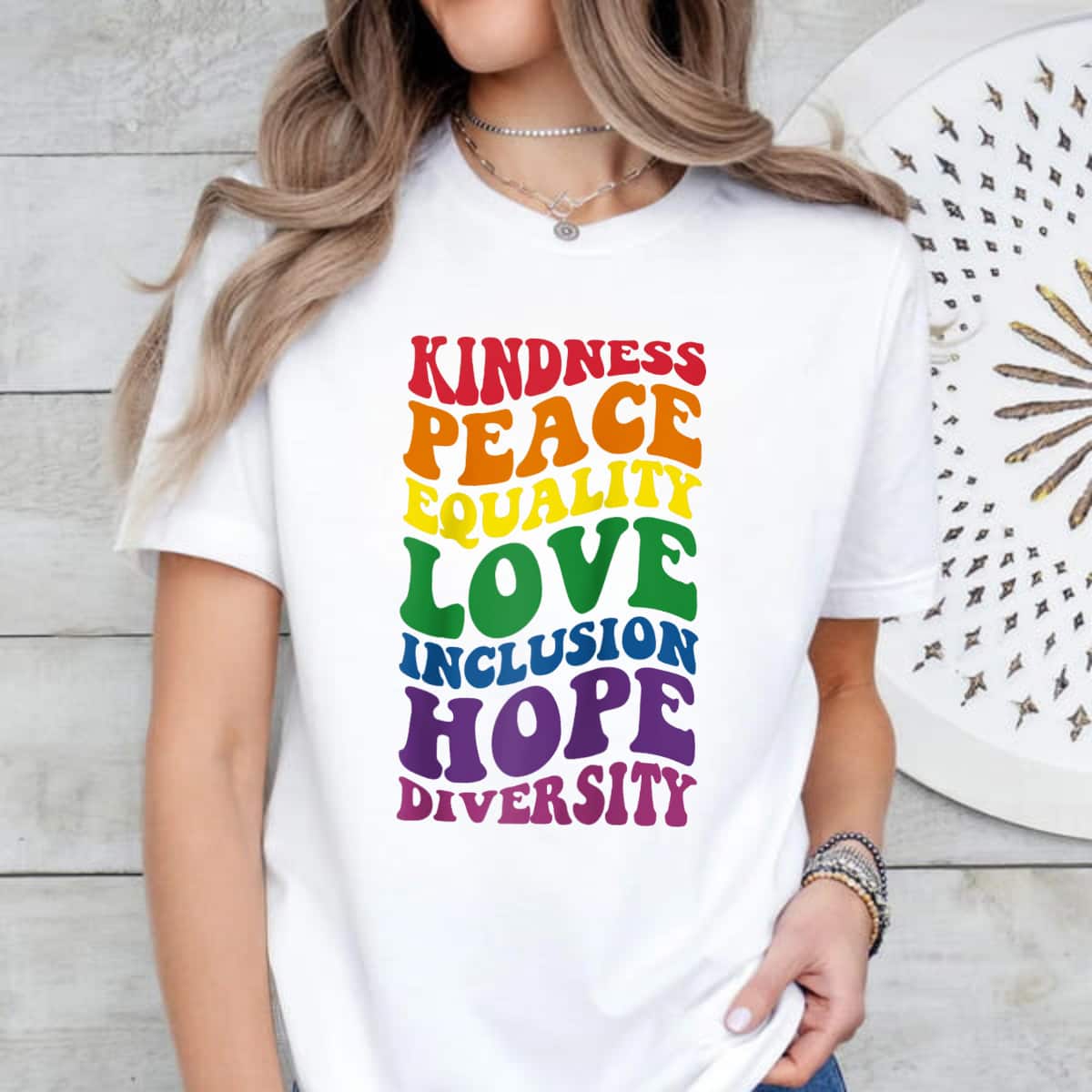 Groovy Kindness Peace Equality Rainbow Flag LGBTQ Ally Pride T-Shirt Groovy Kindness Peace Equality Rainbow Flag LGBTQ Ally Pride T-Shirt