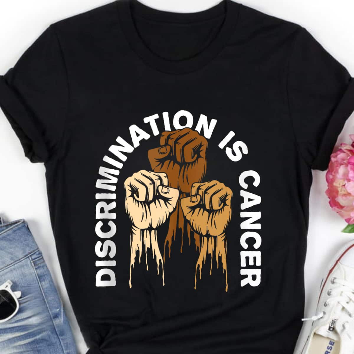Discrimination Is Cancer Anti Racist Race Equality T-Shirt Discrimination Is Cancer Anti Racist Race Equality T-Shirt