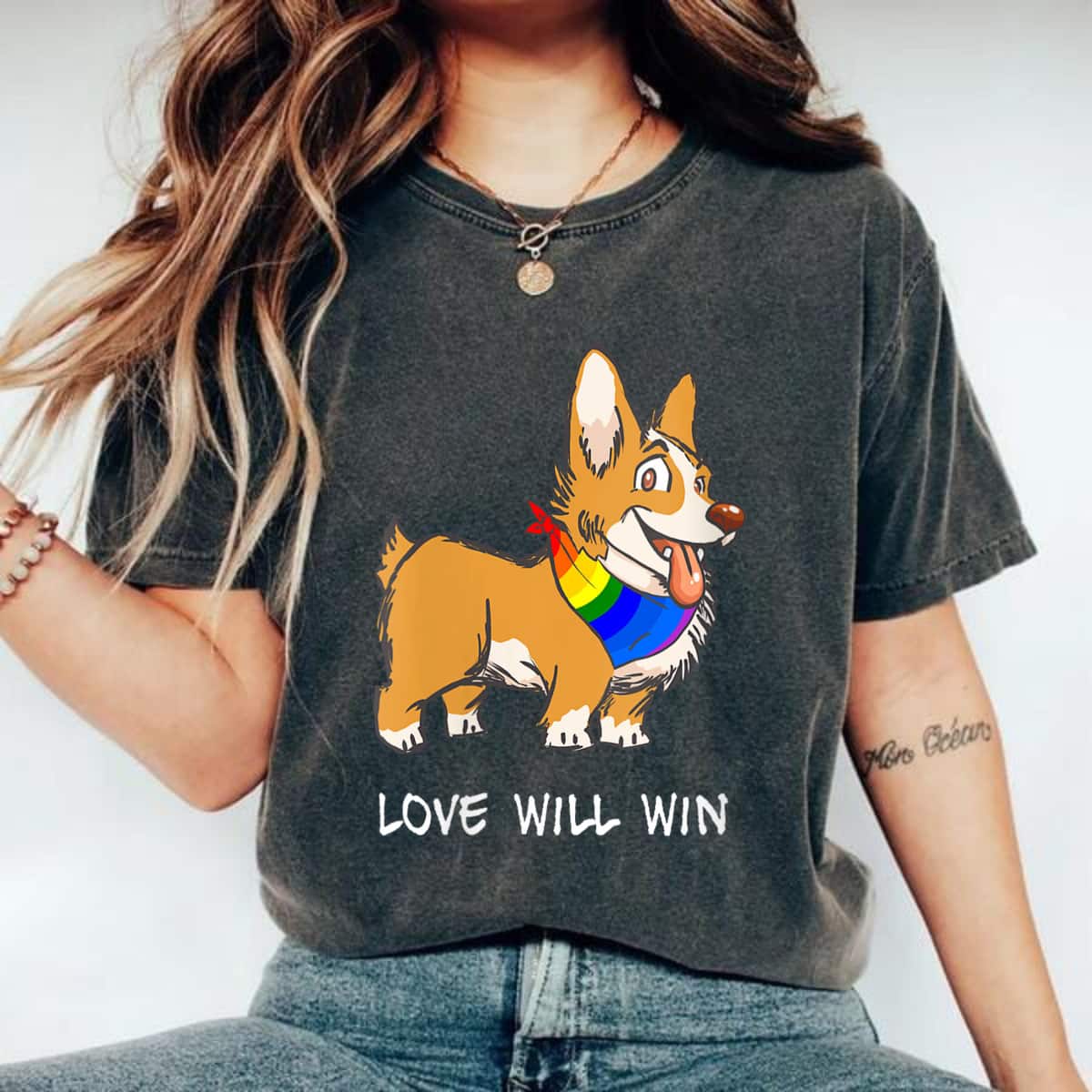Womens Love Will Win LGBTQ Gay Pride Love Equality Cute Corgi Dog T-Shirt Womens Love Will Win LGBTQ Gay Pride Love Equality Cute Corgi Dog T-Shirt