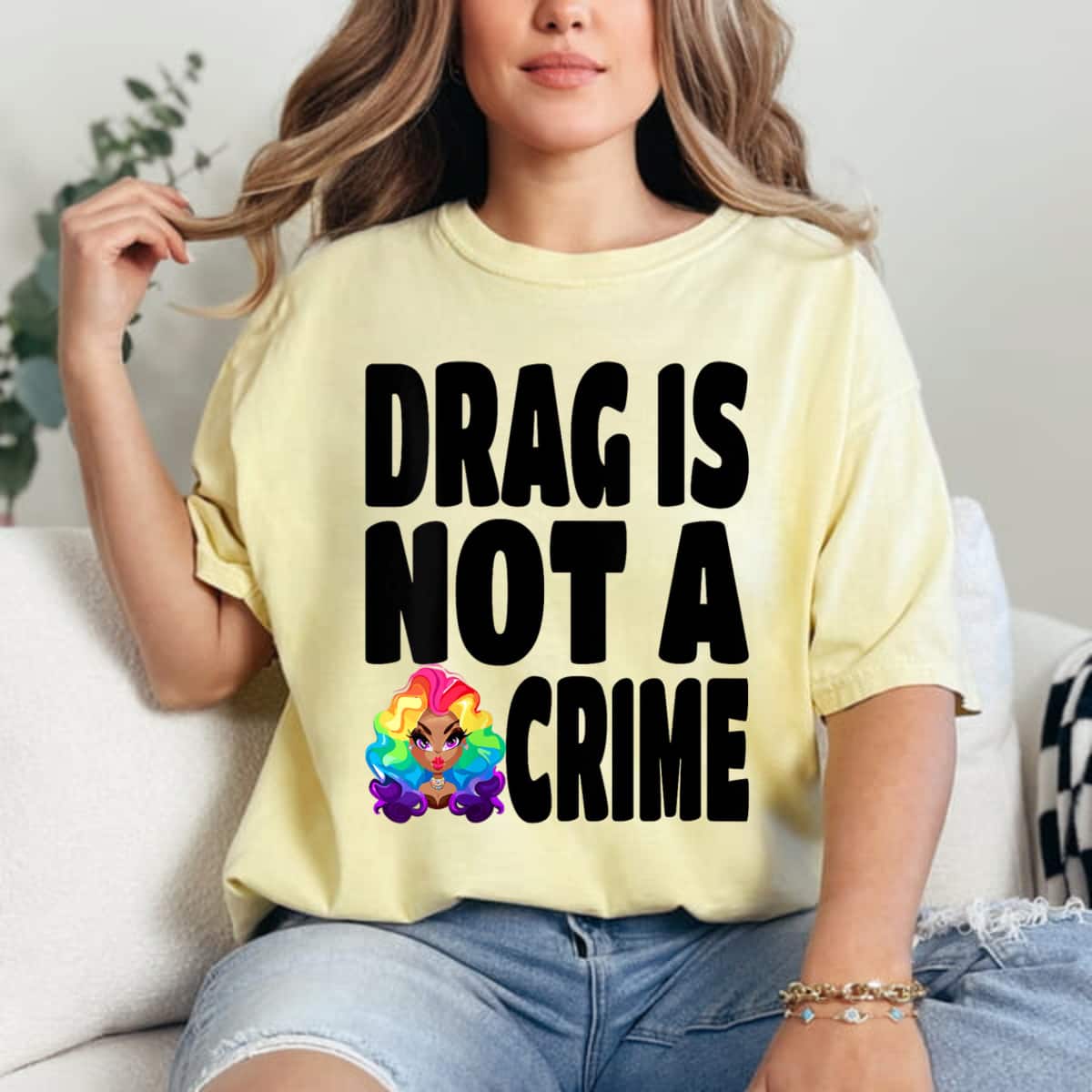 Womens LGBT Gay Pride Equality Queen Rainbow Drag Is Not A Crime T-Shirt Womens LGBT Gay Pride Equality Queen Rainbow Drag Is Not A Crime T-Shirt