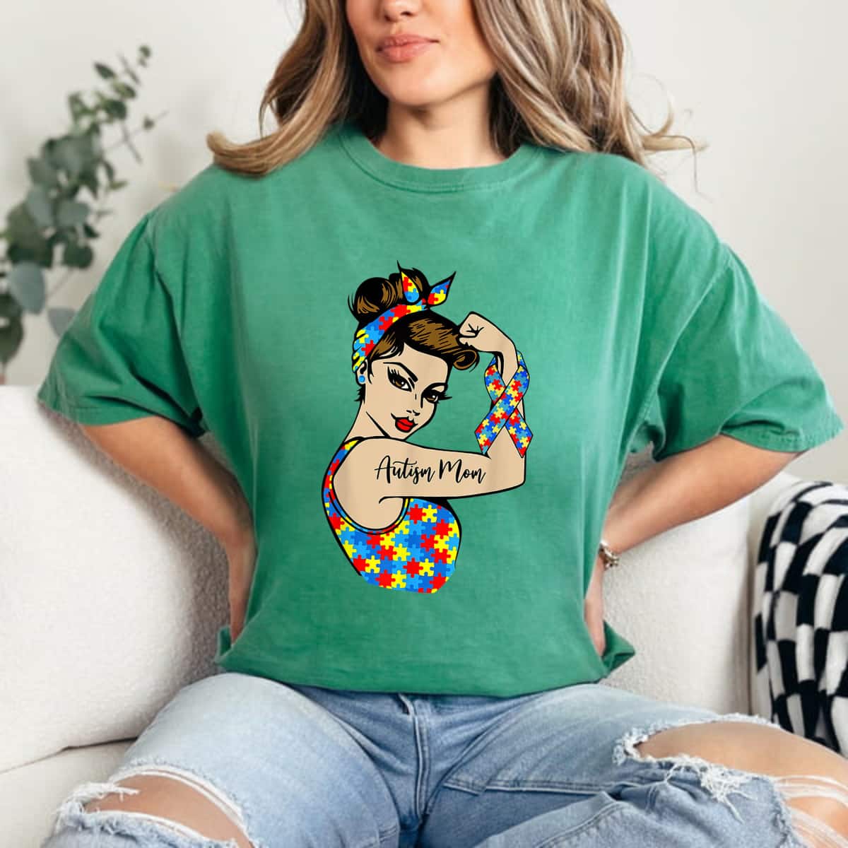 Strong Women Autism Mom Unbreakable Rosie The Riveter T-Shirt Strong Women Autism Mom Unbreakable Rosie The Riveter T-Shirt