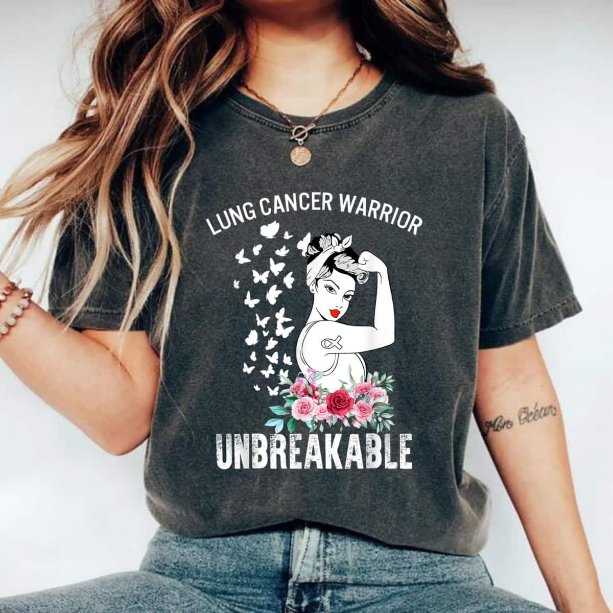 Strong Women Lung Cancer Awareness Warrior Unbreakable T-Shirt Strong Women Lung Cancer Awareness Warrior Unbreakable T-Shirt