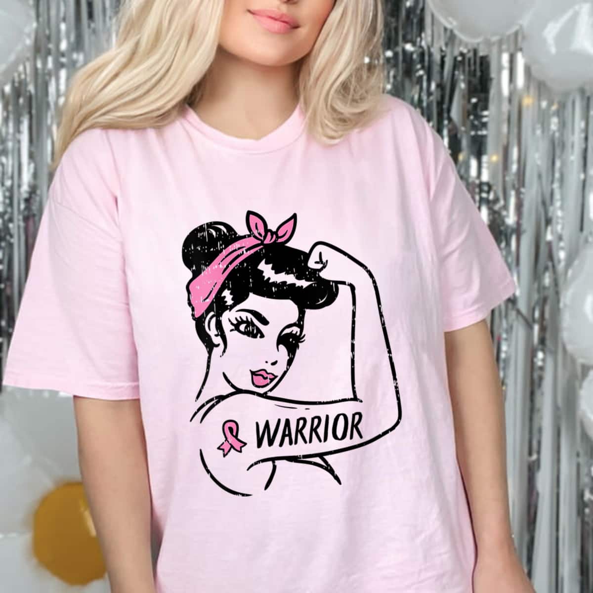 Strong Women Breast Cancer Awareness Warrior Rosie The Riveter Pink T-Shirt Strong Women Breast Cancer Awareness Warrior Rosie The Riveter Pink T-Shirt