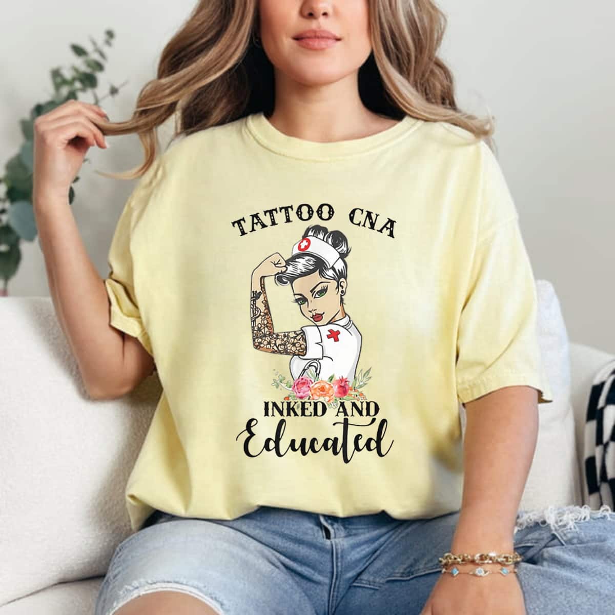 Strong Women Tattoo CNA Inked And Educated Feminist T-Shirt Strong Women Tattoo CNA Inked And Educated Feminist T-Shirt