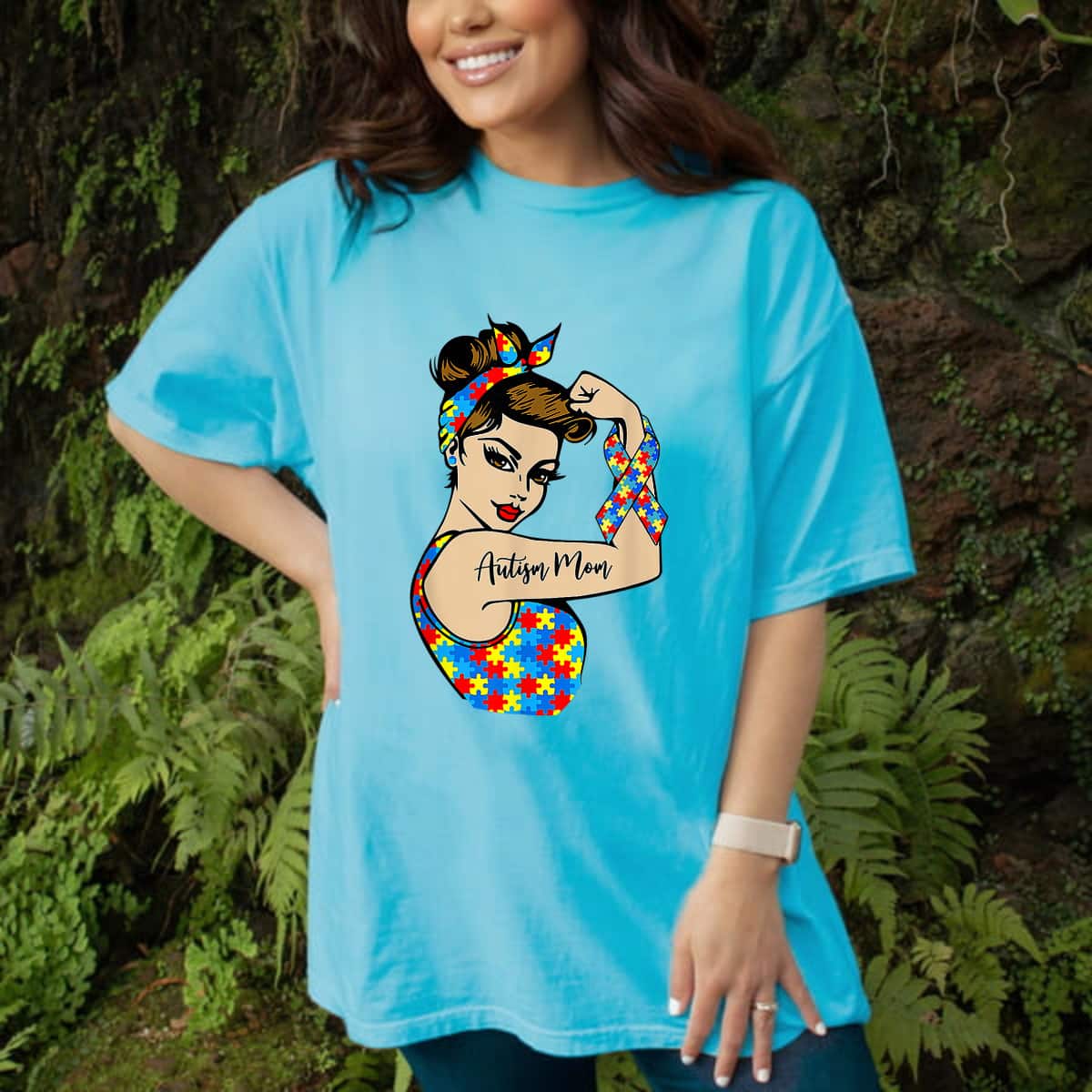 Strong Women Autism Mom Unbreakable Rosie The Riveter Power T-Shirt Strong Women Autism Mom Unbreakable Rosie The Riveter Power T-Shirt