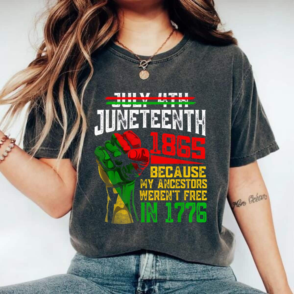 Strong Women July 4th Juneteenth 1865 Because My Ancestors T-Shirt Strong Women July 4th Juneteenth 1865 Because My Ancestors T-Shirt