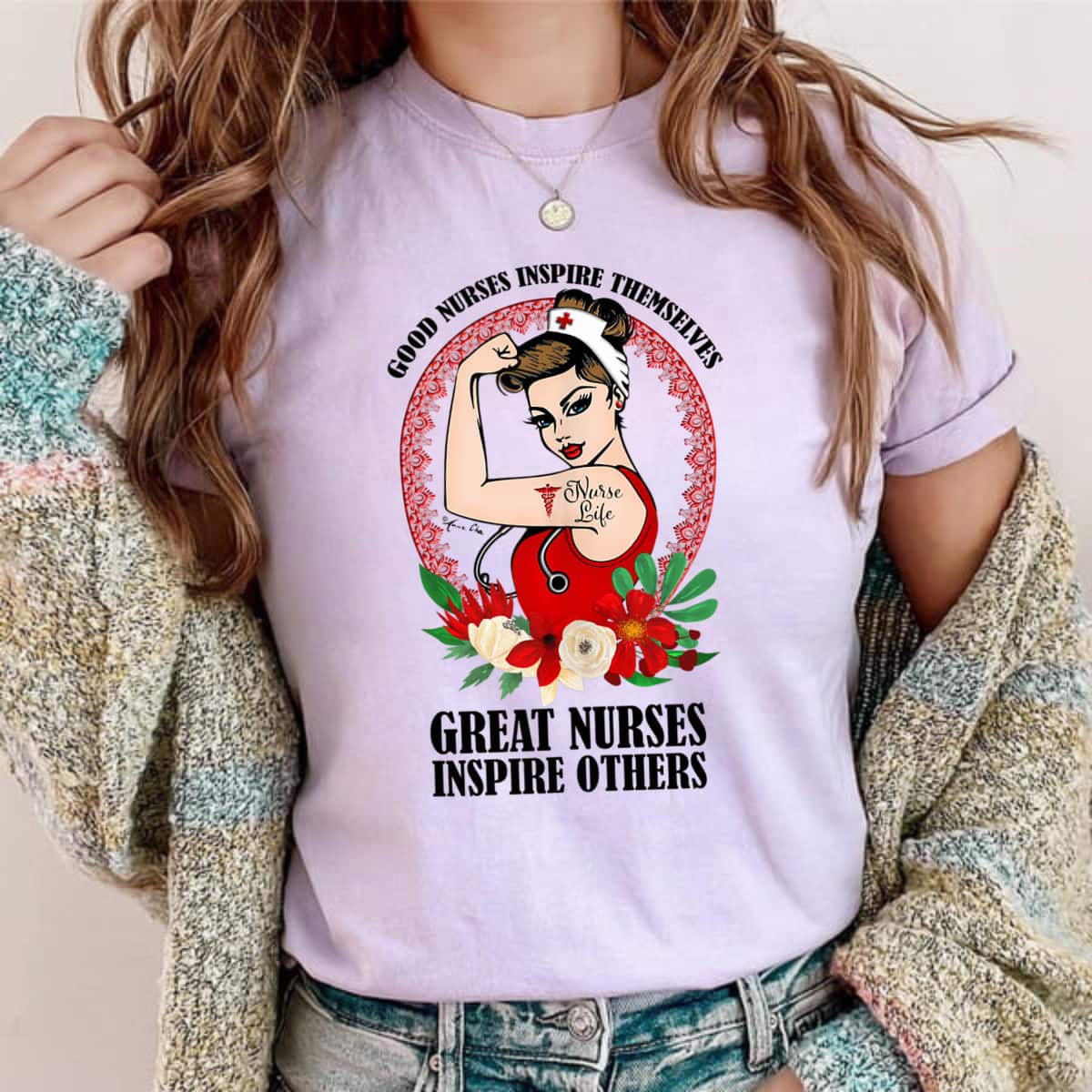 Nurse Life Girl Power Pin Up Rosie The Riveter Modern Art T-Shirt Nurse Life Girl Power Pin Up Rosie The Riveter Modern Art T-Shirt