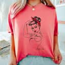 Womens Girl Power Pin Up Art Vintage Retro Style Feminist Icon Red T-Shirt