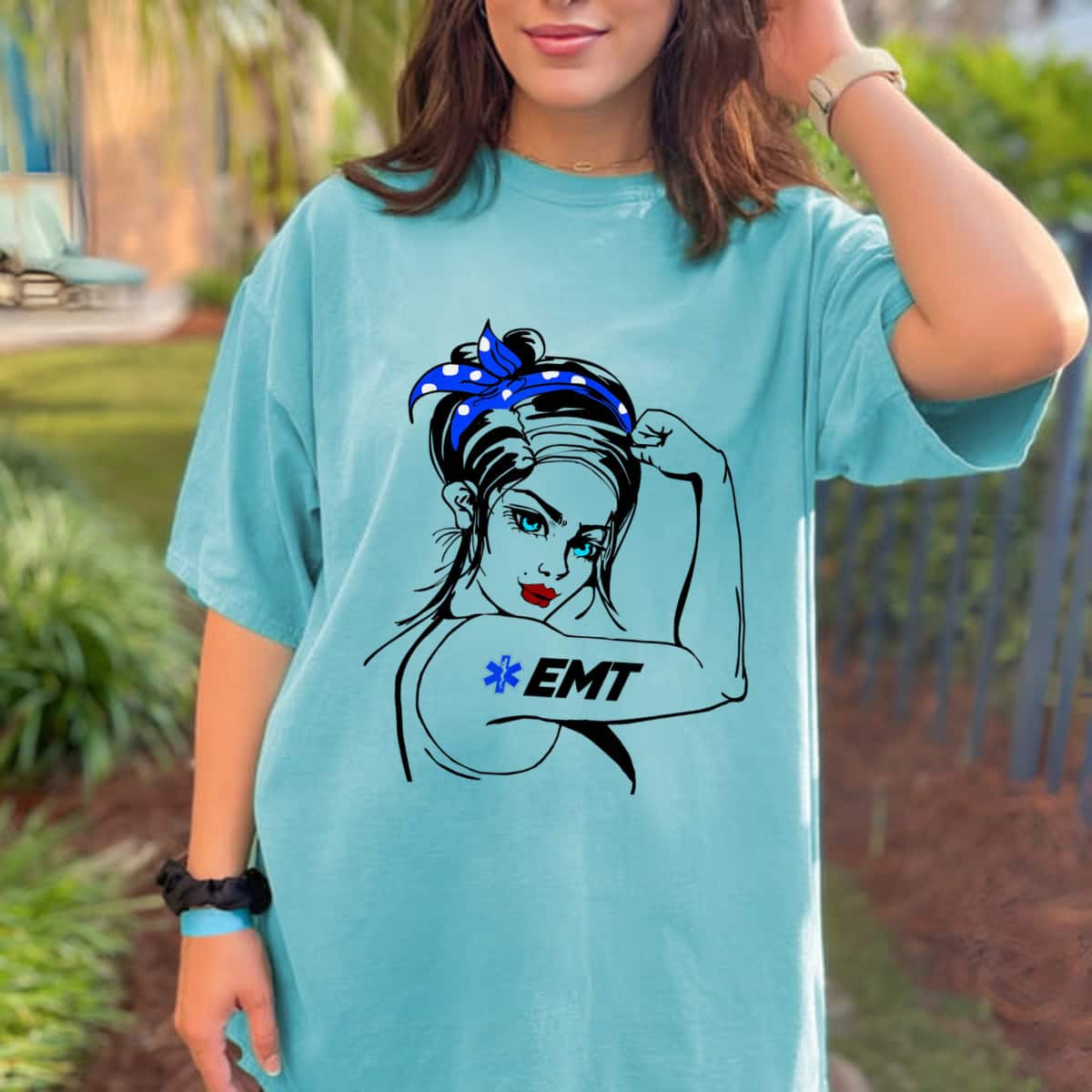 EMS Emergency EMT Rosie The Riveter T-Shirt EMS Emergency EMT Rosie The Riveter T-Shirt