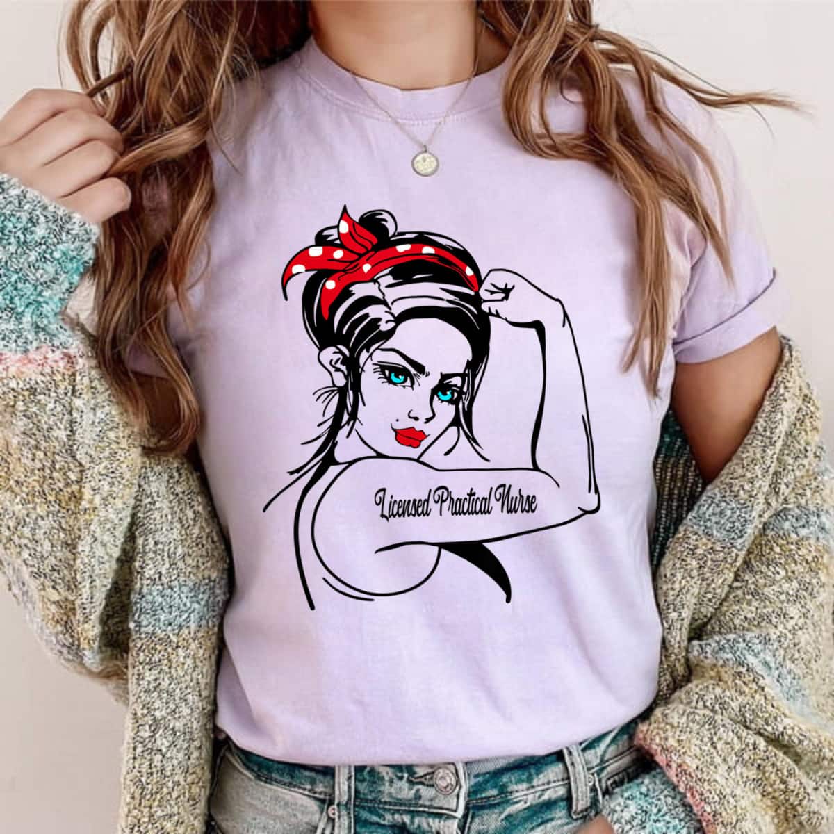 Licensed Practical Nurse LPN Rosie The Riveter Pin Up T-Shirt Licensed Practical Nurse LPN Rosie The Riveter Pin Up T-Shirt