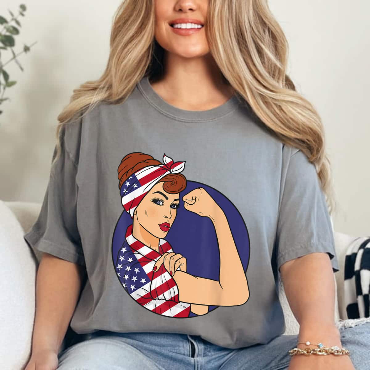Labor Day Rosie The Riveter American Flag T-Shirt Labor Day Rosie The Riveter American Flag T-Shirt