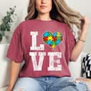 Autism Awareness For Kids Mom Dad Love Heart T-Shirt Autism Awareness For Kids Mom Dad Love Heart T-Shirt