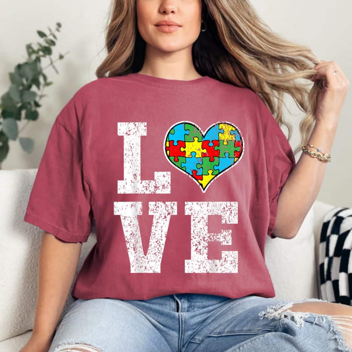 Autism Awareness For Kids Mom Dad Love Heart T-Shirt Autism Awareness For Kids Mom Dad Love Heart T-Shirt