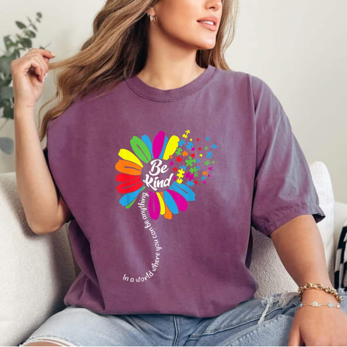 Autism Awareness Women Mom Kids Acceptance Sunflower Be Kind T-Shirt Autism Awareness Women Mom Kids Acceptance Sunflower Be Kind T-Shirt