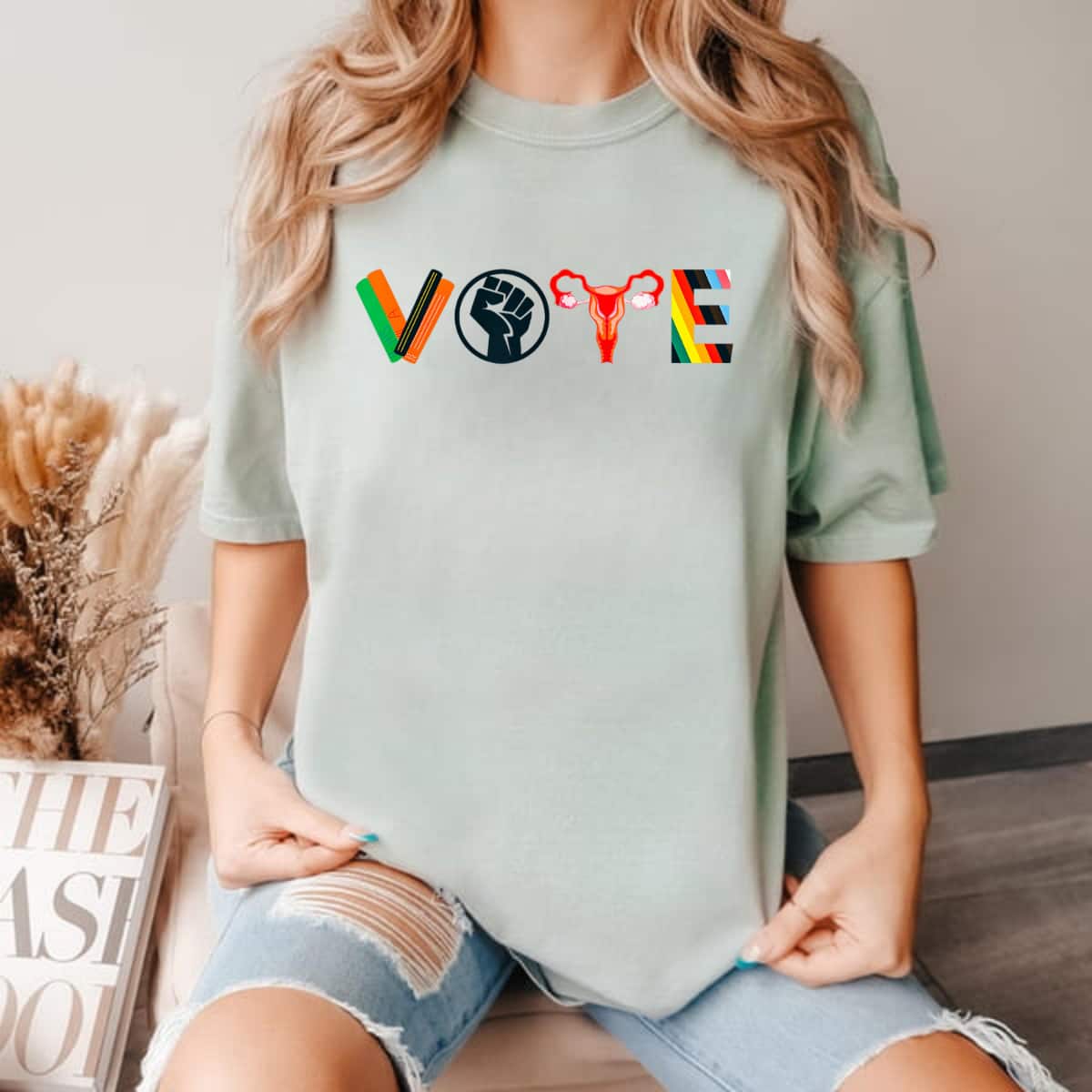 Vote Book Fist Uterus Politics Feminist Empower T-Shirt Vote Book Fist Uterus Politics Feminist Empower T-Shirt