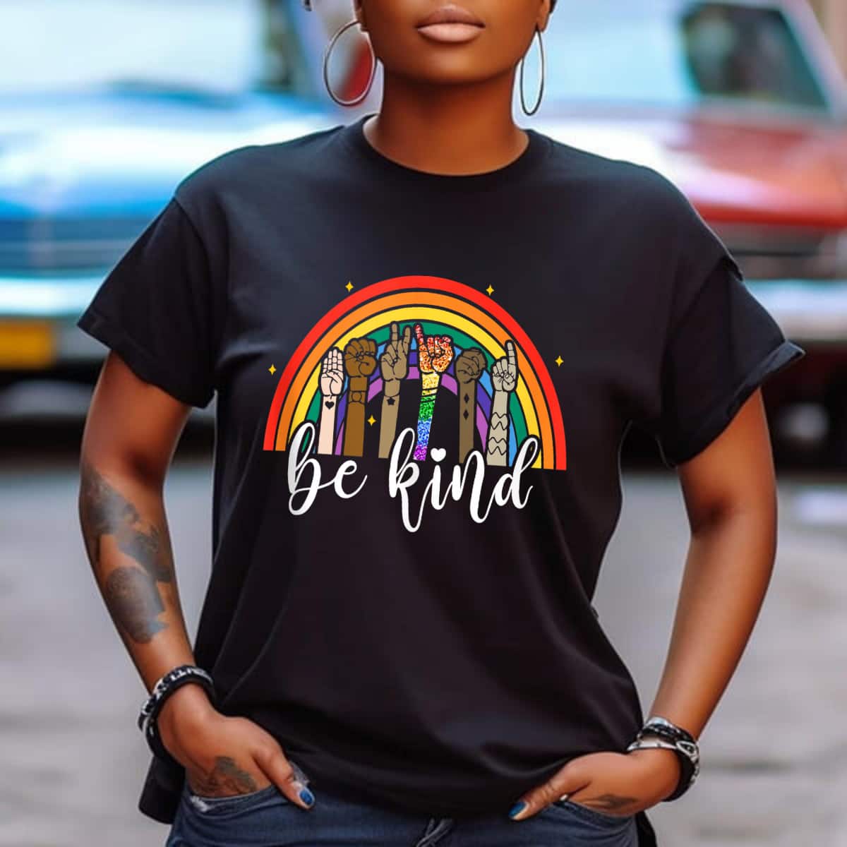 Be Kind Rainbow Sign Language Hand LGBT Gay Les Pride ASL T-Shirt Be Kind Rainbow Sign Language Hand LGBT Gay Les Pride ASL T-Shirt