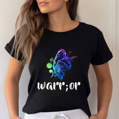 Warr;or Mental Health Awareness Butterflies T-Shirt Warr;or Mental Health Awareness Butterflies T-Shirt