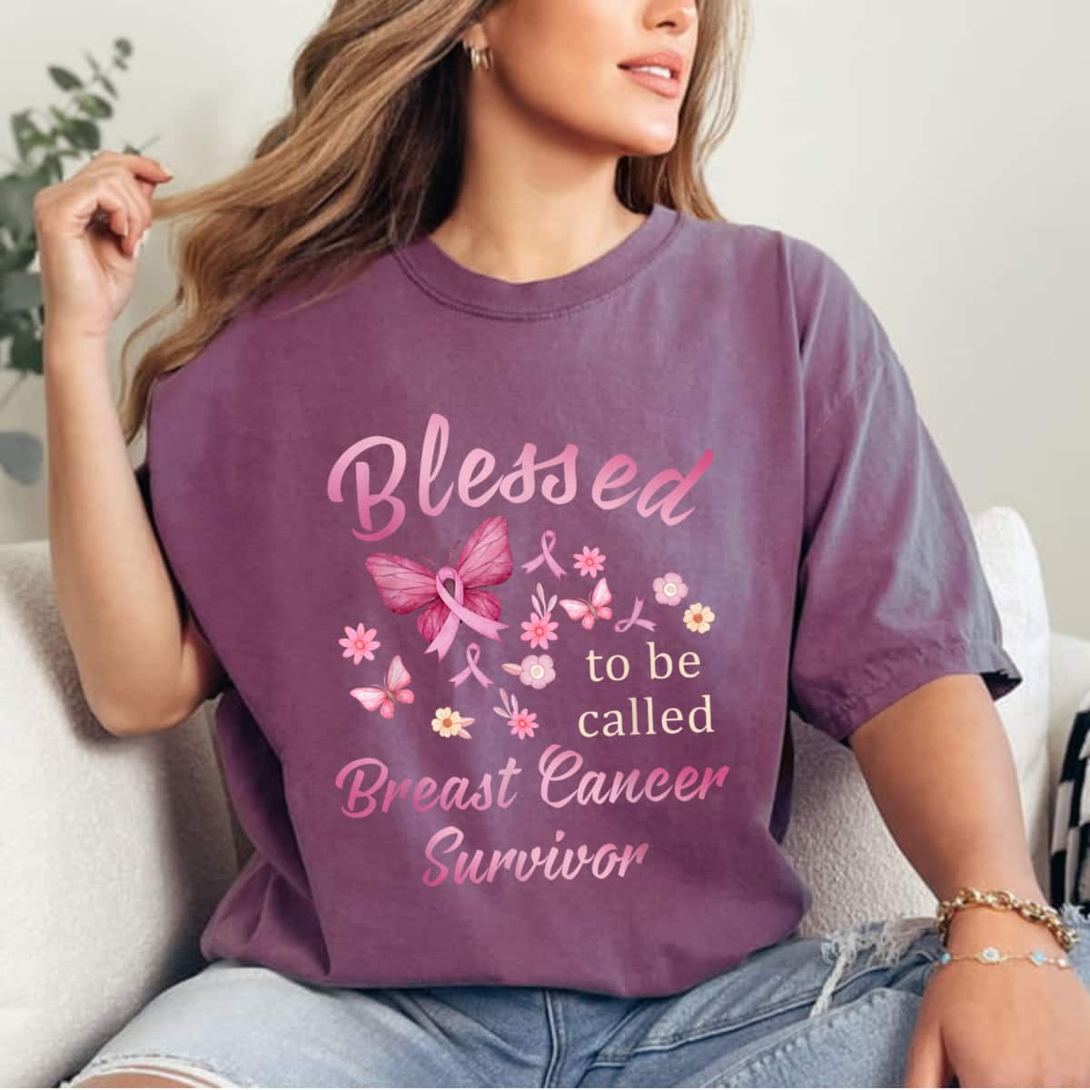 Blessed To Be Called Breast Cancer Survivor Pink Butterfly T-Shirt Blessed To Be Called Breast Cancer Survivor Pink Butterfly T-Shirt