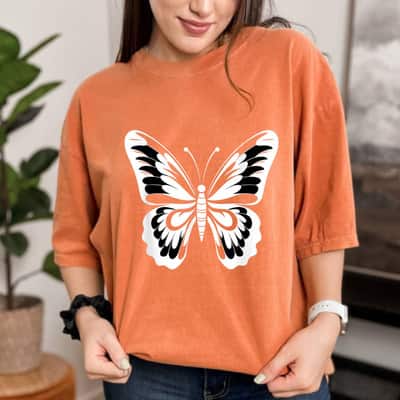 Cute Black And White Butterfly Graphic T-Shirt