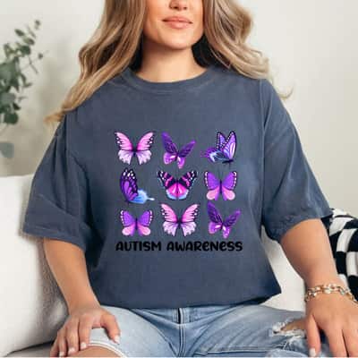 Autism Fighter Awareness Butterflies T-Shirt Autism Fighter Awareness Butterflies T-Shirt