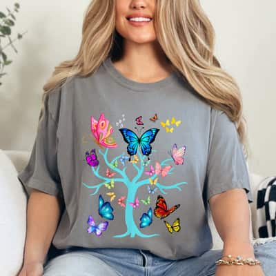 Butterflies Circle Around The Tree T-Shirt Butterflies Circle Around The Tree T-Shirt