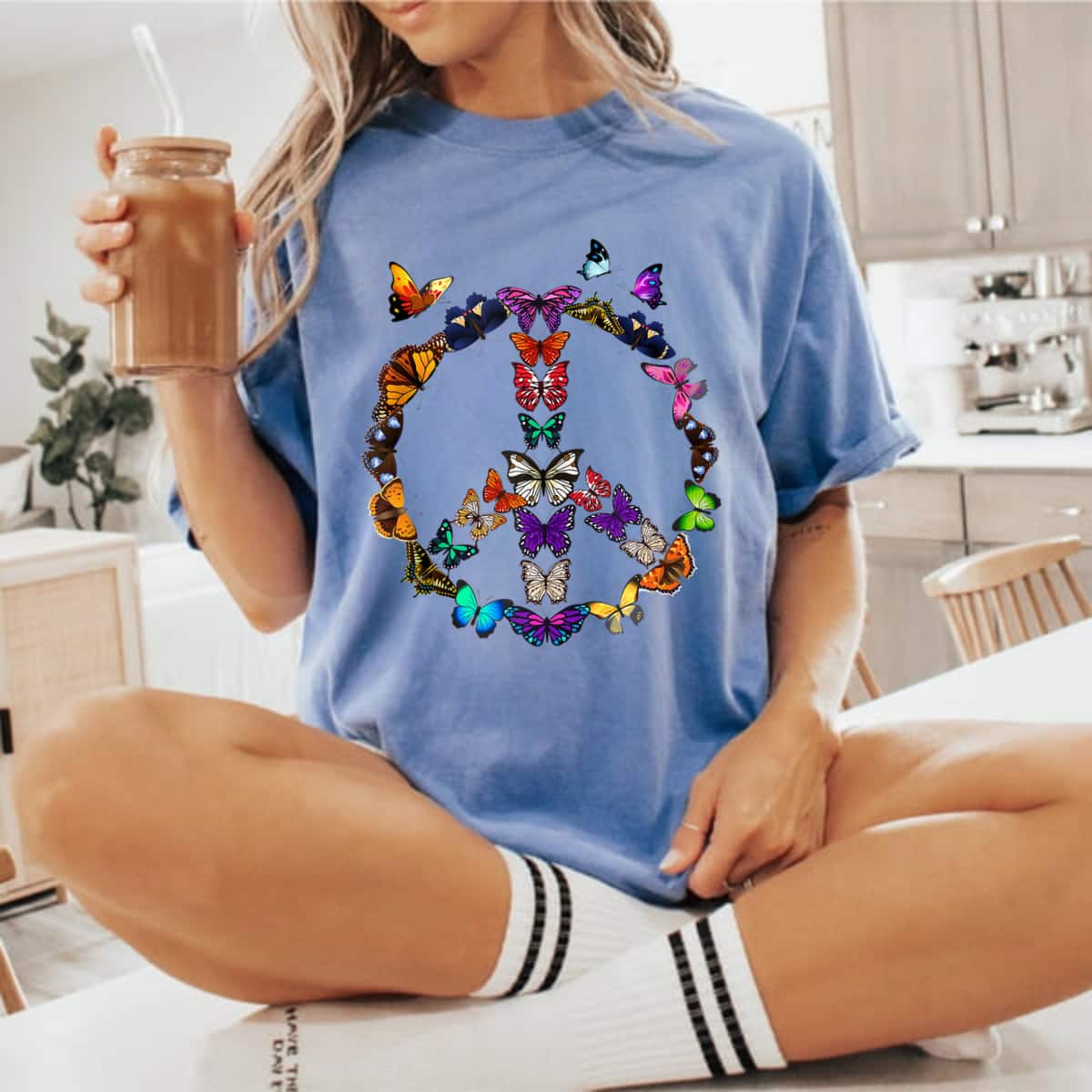 Peace Sign With Butterflies T-Shirt Peace Sign With Butterflies T-Shirt