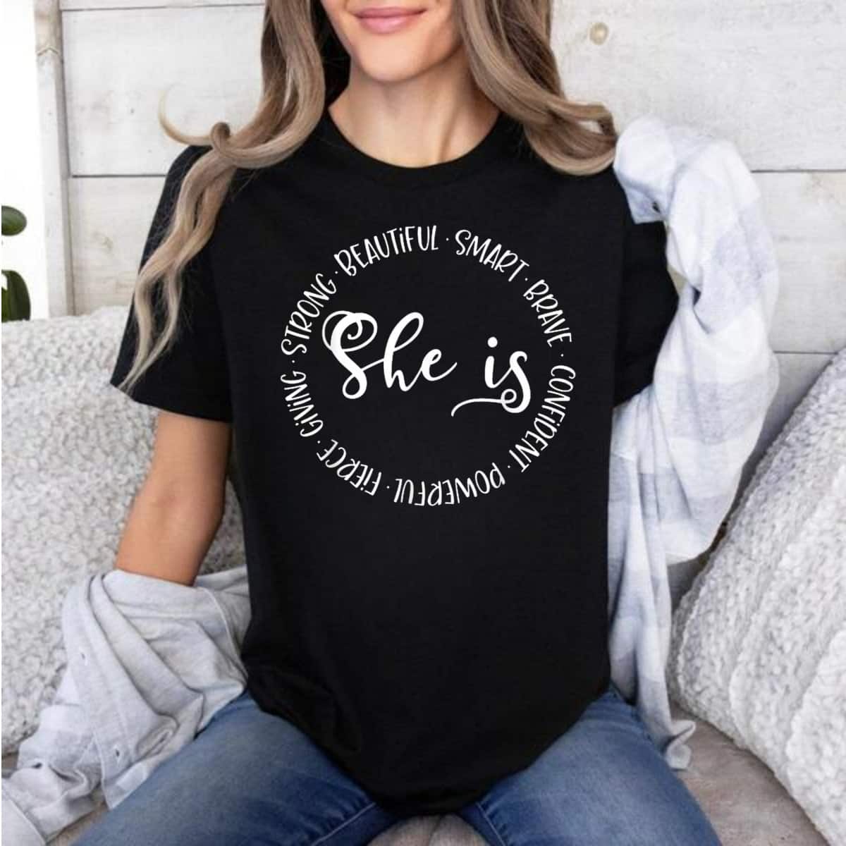 She Is Beautiful Smart Brave Confident Powerful Strong T-Shirt She Is Beautiful Smart Brave Confident Powerful Strong T-Shirt