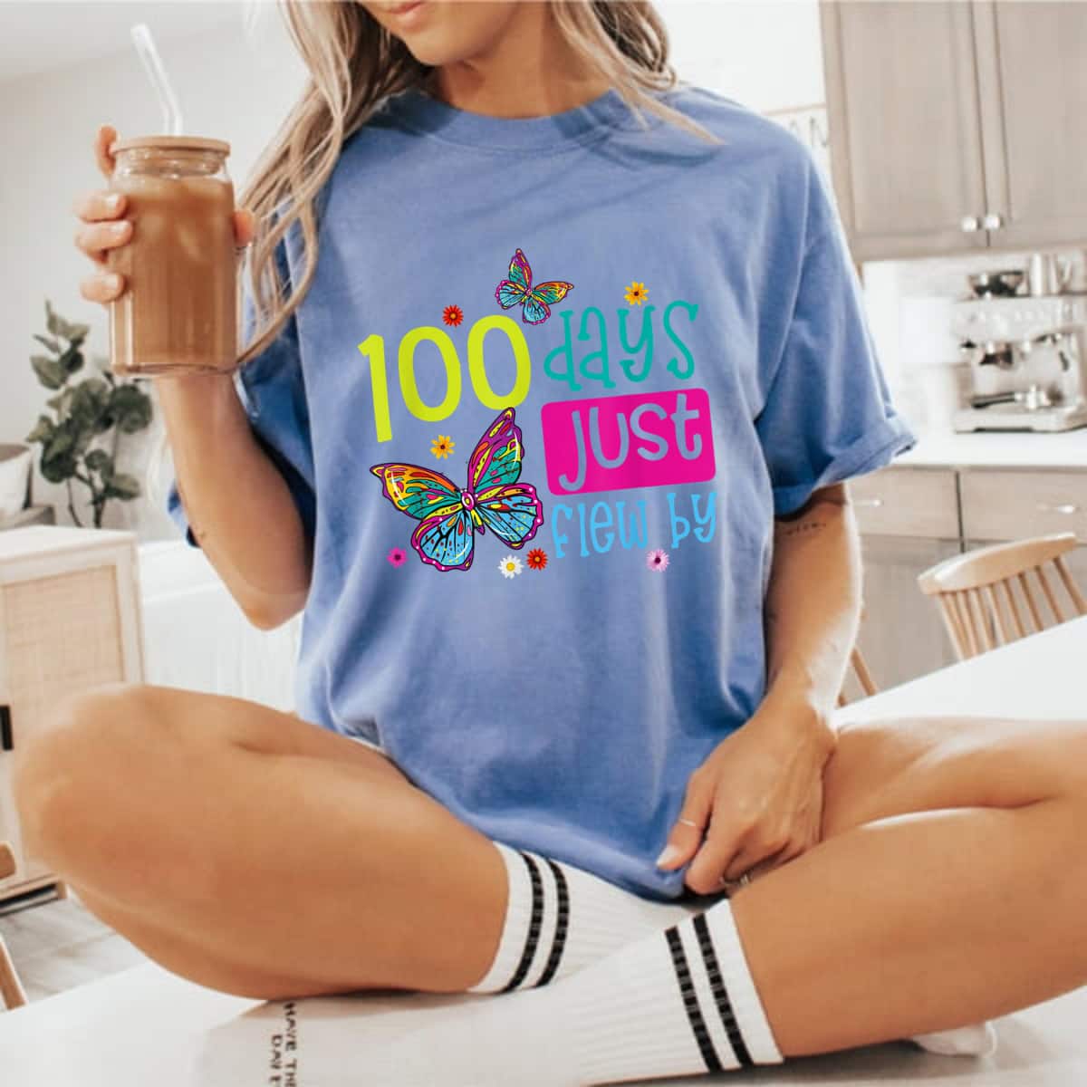 Cute 100 Days Just Flew By Butterfly T-Shirt Cute 100 Days Just Flew By Butterfly T-Shirt