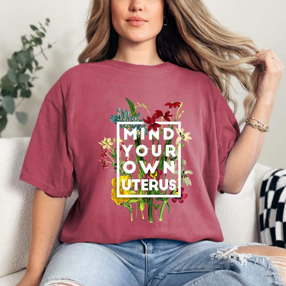 Beautiful Floral Mind Your Own Uterus T-Shirt Beautiful Floral Mind Your Own Uterus T-Shirt