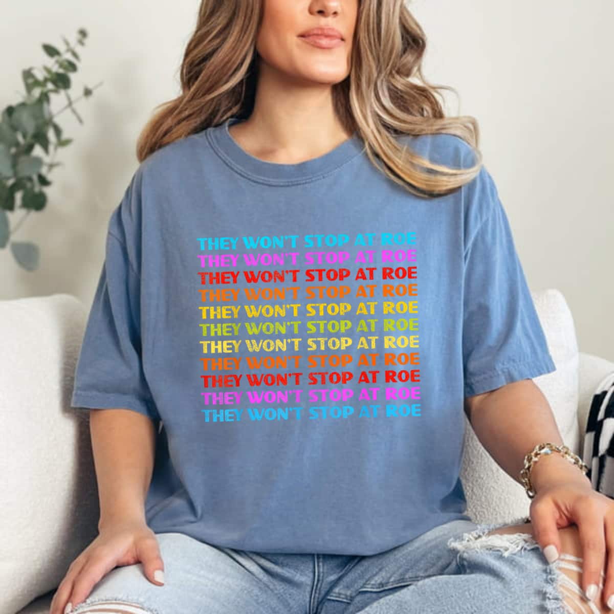 They Won't Stop At Roe Retro Rainbow Mind Your Own Uterus T-Shirt They Won't Stop At Roe Retro Rainbow Mind Your Own Uterus T-Shirt