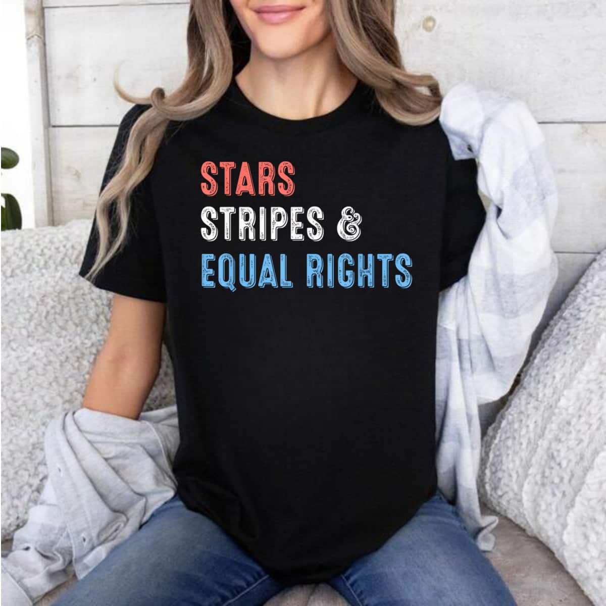 Cool Slogan Stars Stripes Equal Rights T-Shirt Cool Slogan Stars Stripes Equal Rights T-Shirt