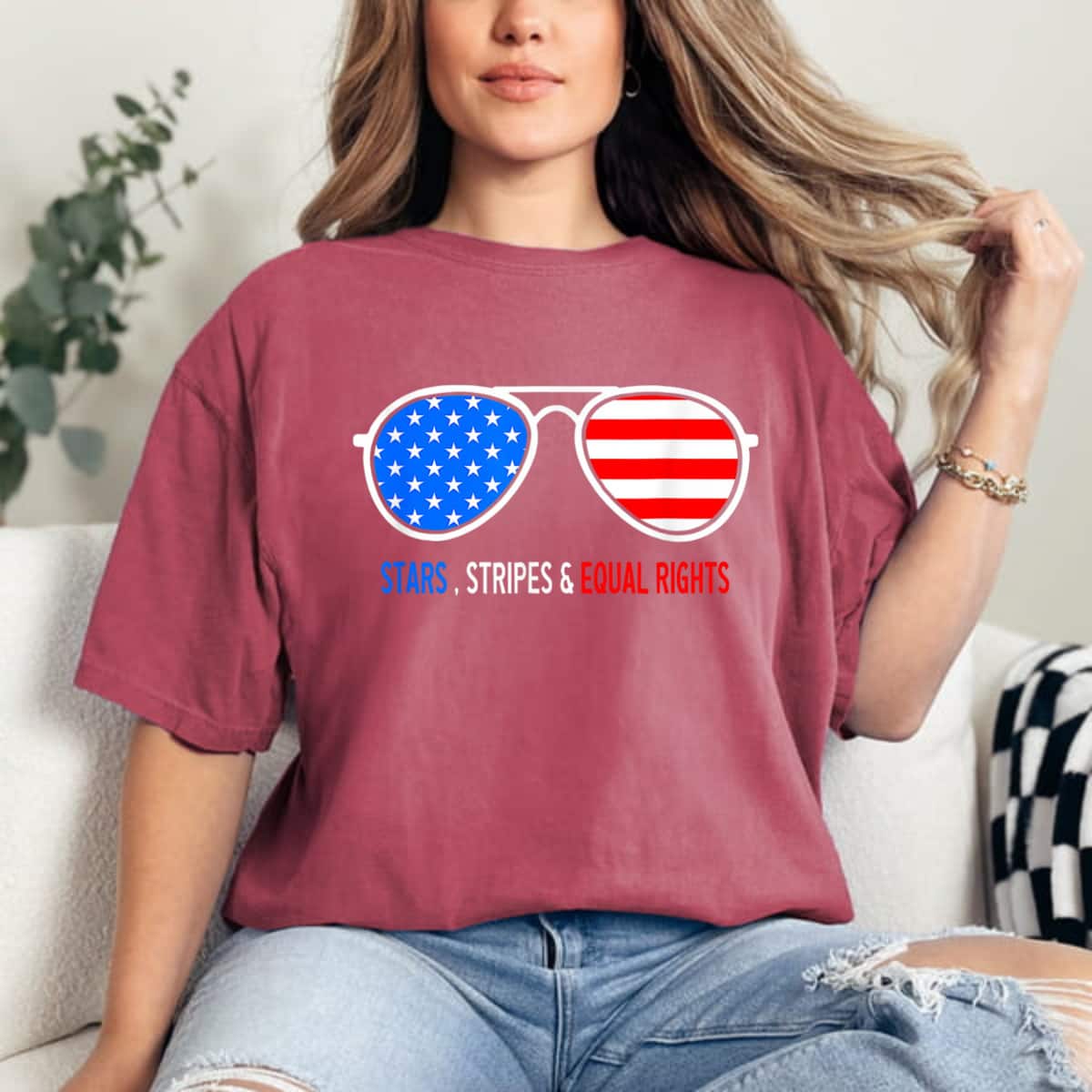 Stars Stripes & Equal Rights US Sunglasses T-Shirt Stars Stripes & Equal Rights US Sunglasses T-Shirt