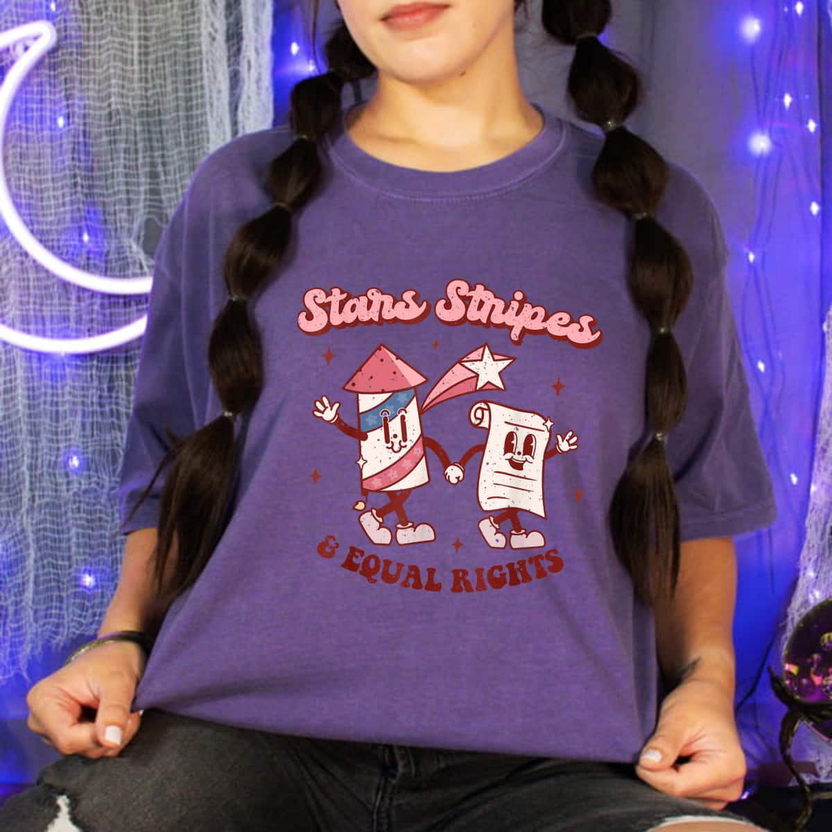 Groovy Firework Stars Stripes & Equal Rights T-Shirt Groovy Firework Stars Stripes & Equal Rights T-Shirt