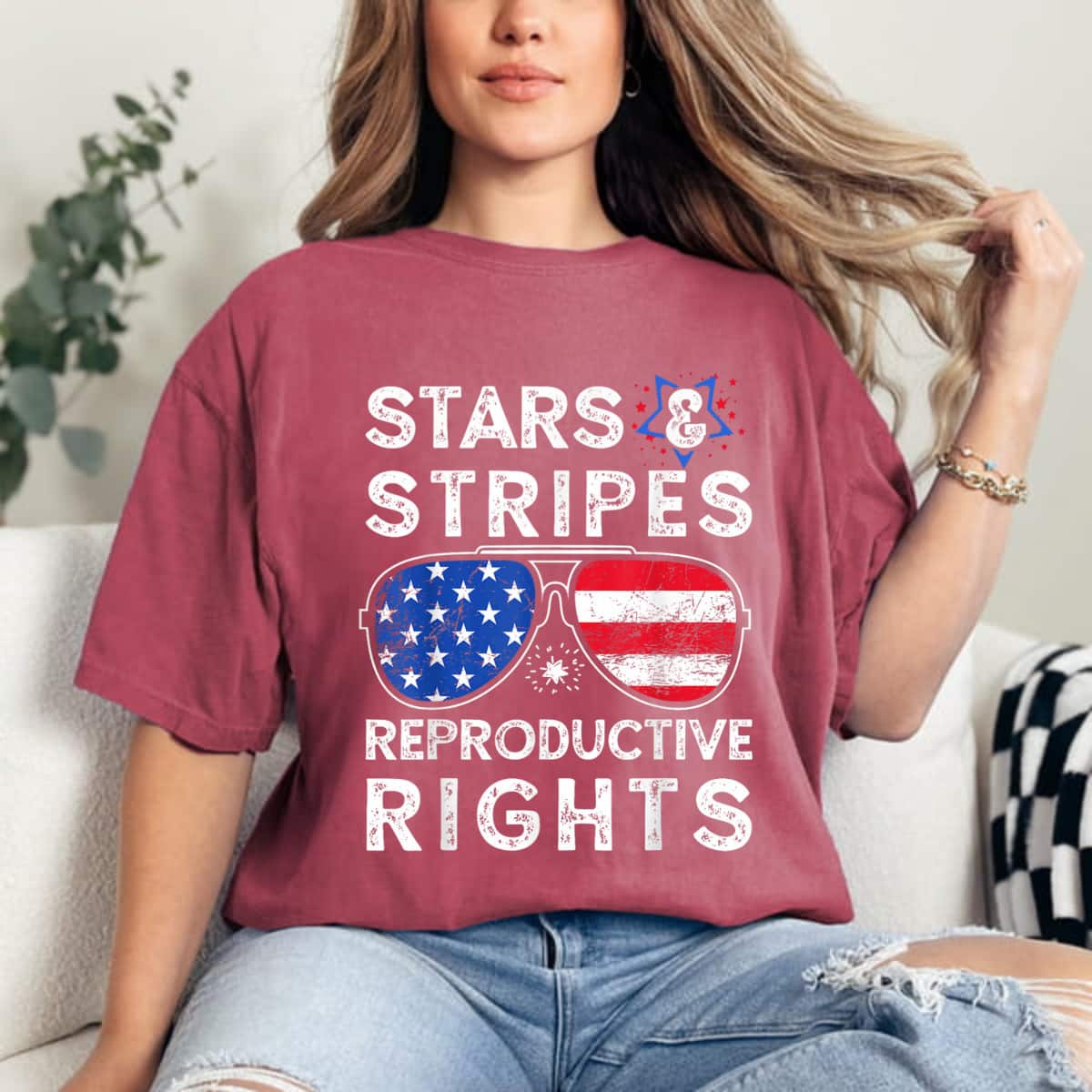 Sunglasses Stars Stripes Reproductive Rights Equal Rights T-Shirt