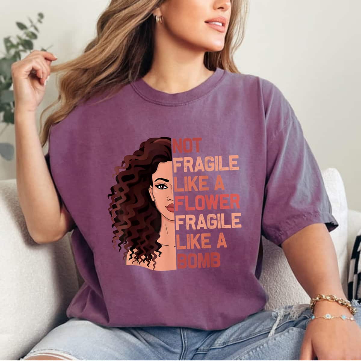 Not Fragile Like A Flower Fragile Like A Bomb Trendy Girl T-Shirt Not Fragile Like A Flower Fragile Like A Bomb Trendy Girl T-Shirt