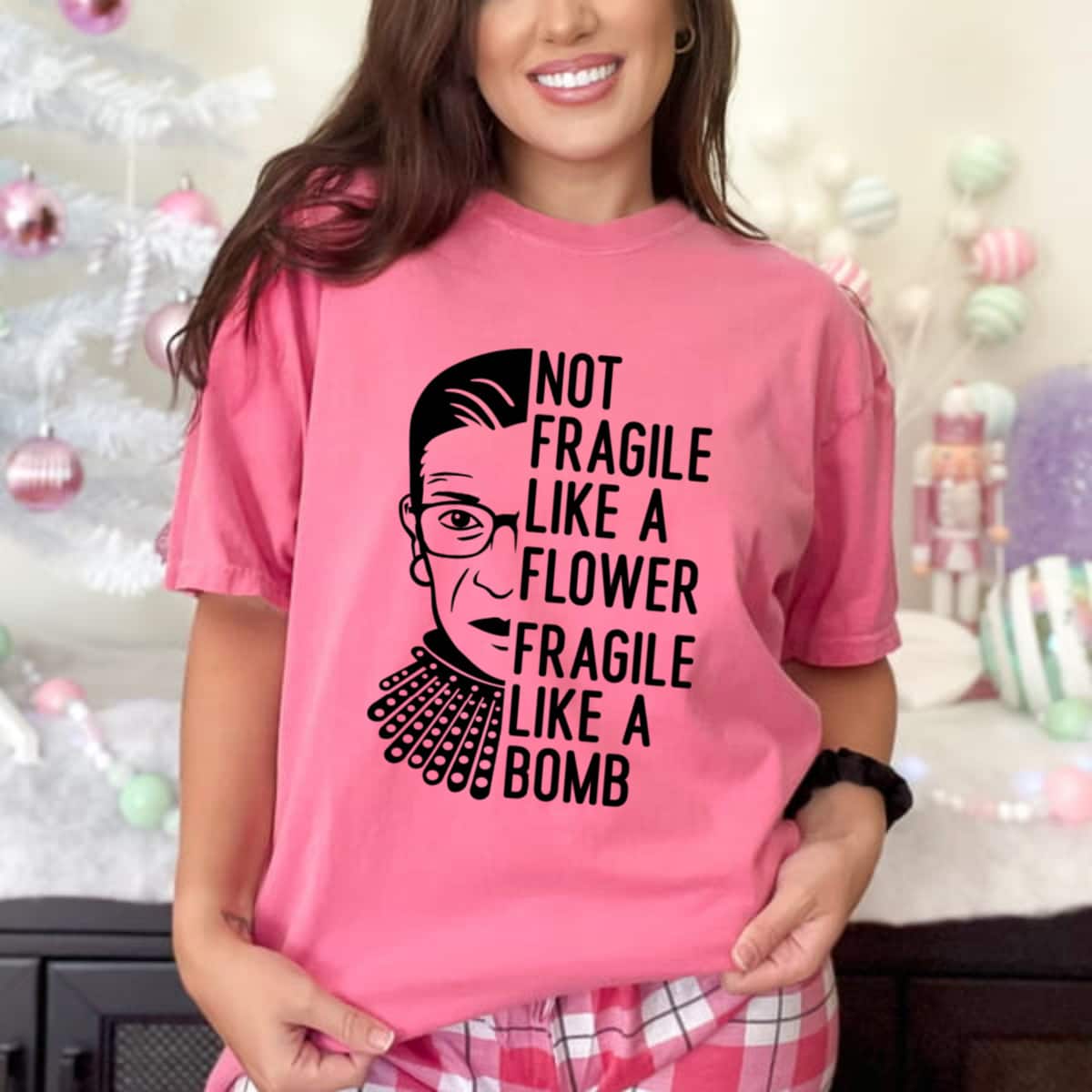 Cool Not Fragile Like A Flower Fragile Like A Bomb RBG Feminist T-Shirt Cool Not Fragile Like A Flower Fragile Like A Bomb RBG Feminist T-Shirt