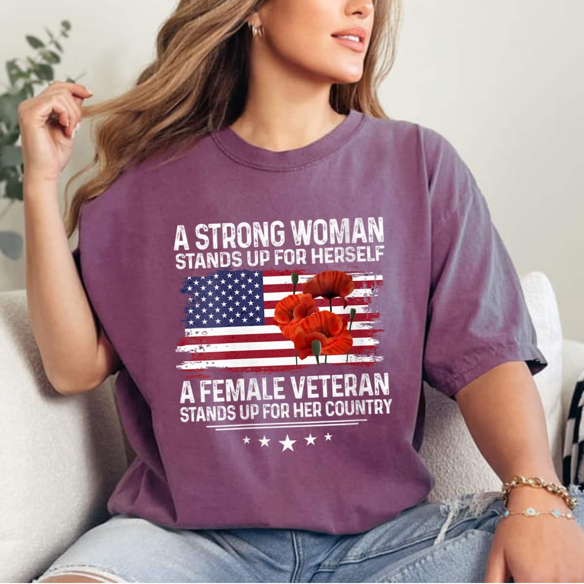 A Strong Woman Stands Up For Herself Floral T-Shirt A Strong Woman Stands Up For Herself Floral T-Shirt